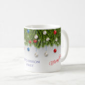 Green Floral Christmas Wreat Elegant Holiday コーヒーマグカップ (正面右)