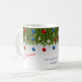 Green Floral Christmas Wreat Elegant Holiday コーヒーマグカップ (正面左)