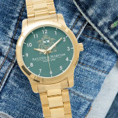 Green Floral Elegant Monogram for Couples 腕時計