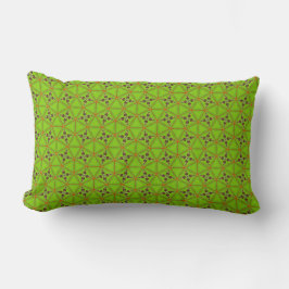 Green Floral Geometric Long Accent Pillow ランバークッション