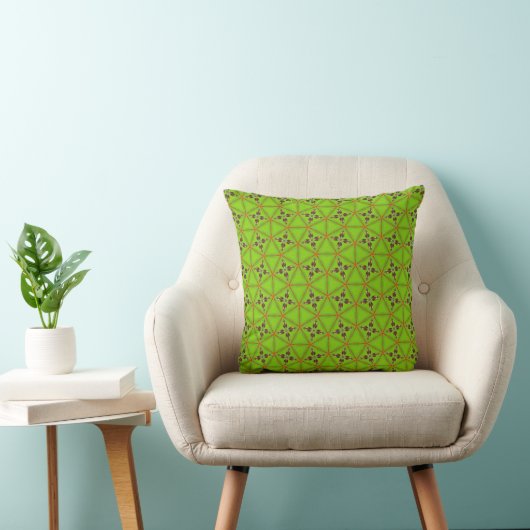 Green Floral Geometric Pattern Throw Pillow クッション (椅子)