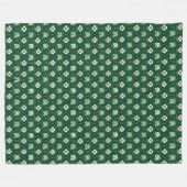 Green Floral Lattice Pattern フリースブランケット (正面(横))