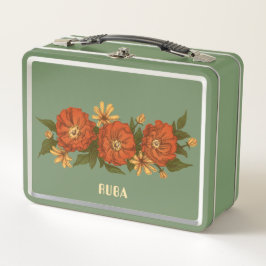 Green floral Lunchbox メタルランチボックス