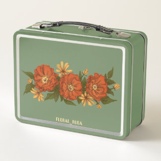 Green floral Lunchbox メタルランチボックス