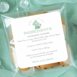 Green Floral Mixer Bakery Ingredient Product スクエアシール