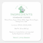 Green Floral Mixer Bakery Ingredient Product スクエアシール (正面)
