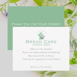 Green Floral Mixer Bread Care Instructions サンキューカード