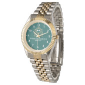  Green Floral Monogram Wedding Personalized Couple 腕時計 (アングル)