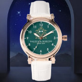  Green Floral Monogram Wedding Personalized Couple 腕時計