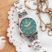  Green Floral Monogram Wedding Personalized Couple 腕時計