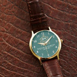 Green Floral Monogram Wedding Personalized Couple 腕時計<br><div class="desc">Green Floral Monogram Wedding Personalized Couple's Gift This vintage green wedding gift watch is an elegant and timeless keepsake, featuring a beautiful floral monogram and the couple’s names engraved for a personal touch. Designed with sophistication and charm, this custom watch combines vintage style with modern sentiment, making it a perfect...</div>