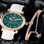  Green Floral Monogram Wedding Personalized Couple 腕時計