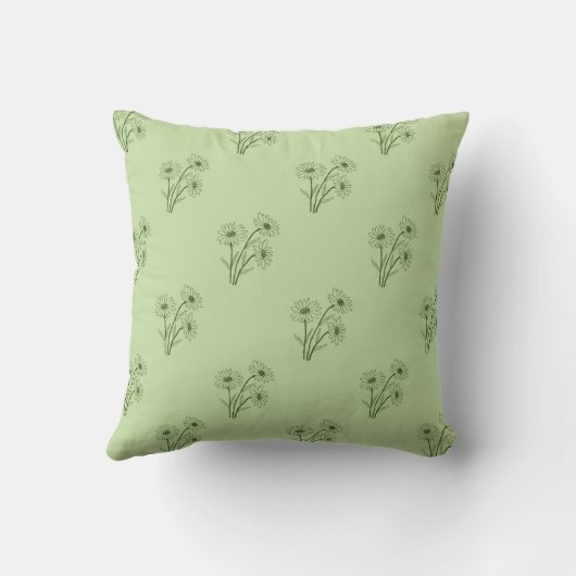 Green Floral Pattern Botanical Greenery & Rustic クッション (裏面)