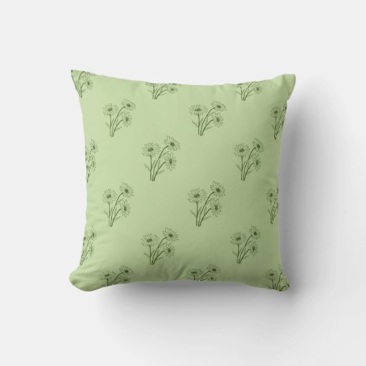 Green Floral Pattern Botanical Greenery & Rustic クッション (正面)