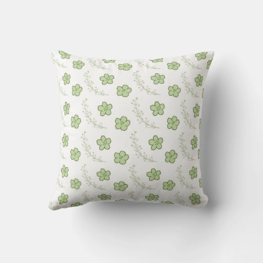 Green Floral Pattern Botanical Greenery & Rustic クッション (裏面)