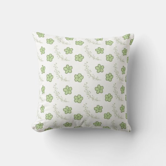 Green Floral Pattern Botanical Greenery & Rustic クッション (正面)