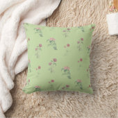 Green Floral Pattern Botanical Greenery & Rustic クッション (ブランケット)