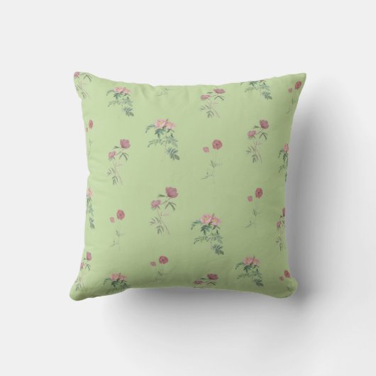 Green Floral Pattern Botanical Greenery & Rustic クッション (裏面)