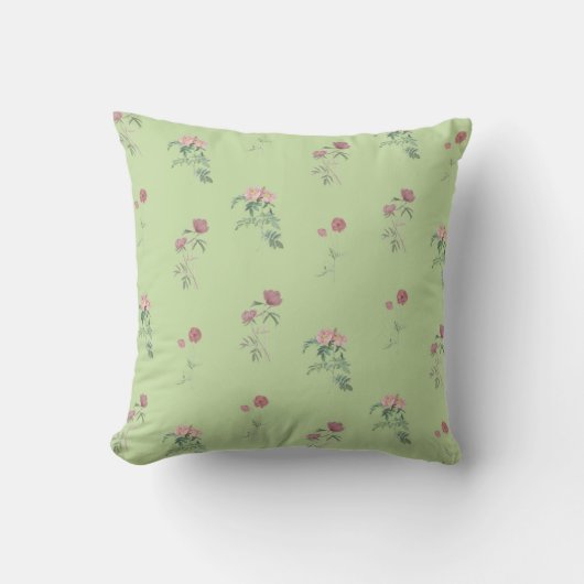 Green Floral Pattern Botanical Greenery & Rustic クッション (正面)