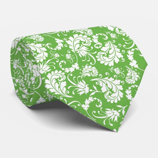 Green Floral Pattern Custom Necktie ネクタイ (ロール)