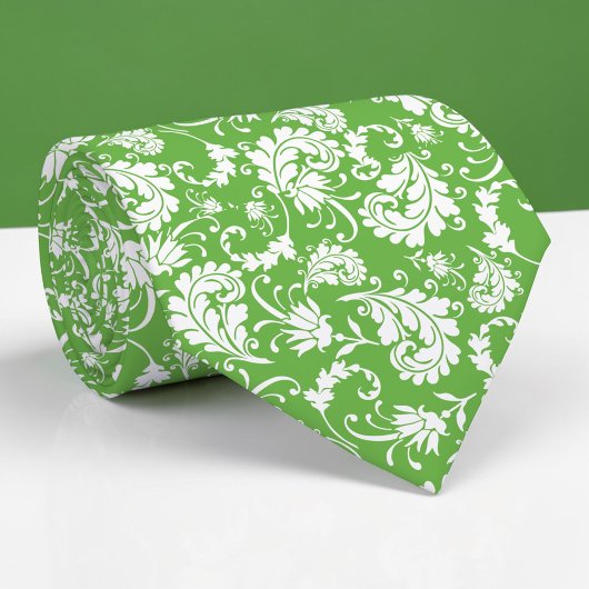 Green Floral Pattern Custom Necktie ネクタイ