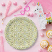 Green floral pattern girlyclassic grandmillenial ペーパープレート (パーティー)