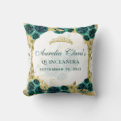 Green Floral Princess Gold Arch Quinceanera クッション (正面)
