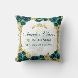 Green Floral Princess Gold Arch Quinceanera クッション
