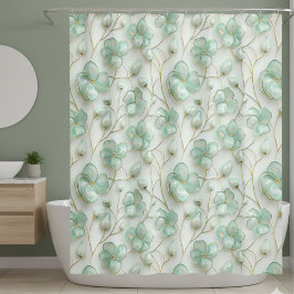Green Floral Shower Curtain シャワーカーテン