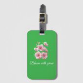 Green Floral Soft Pink Flowers Elegant ラゲッジタグ (正面縦)