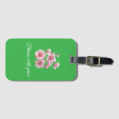 Green Floral Soft Pink Flowers Elegant ラゲッジタグ (正面横)