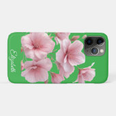 Green Floral Soft Pink Flowers Elegant Case-Mate iPhoneケース (裏面(横))