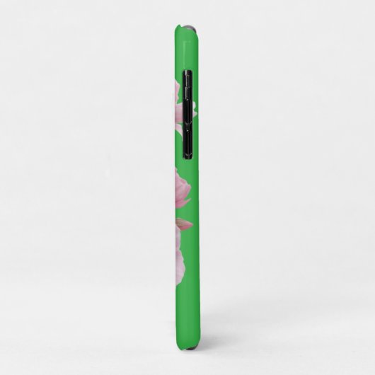 Green Floral Soft Pink Flowers Elegant Case-Mate iPhoneケース (裏面/左)