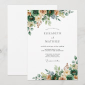 Green Floral Verdant Wedding 招待状 (正面/裏面)