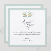 Green Floral Watercolor Baptism  サンキューカード (正面/裏面)