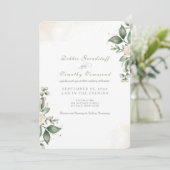 Green Floral Watercolor Frame Wedding Invitation  招待状 (スタンド正面)
