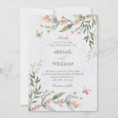Green floral wedding  招待状 (正面)