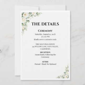 Green Floral Wedding Details Card 招待状