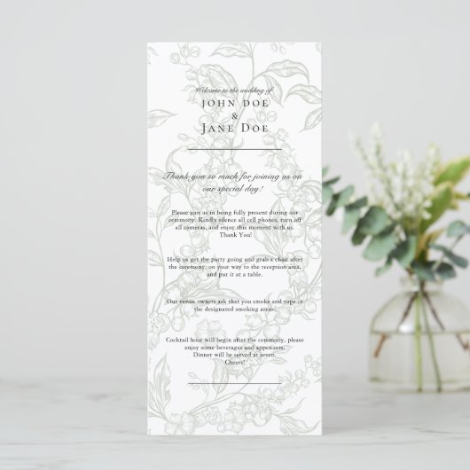 Green Floral Wedding Program プログラム (スタンド正面)