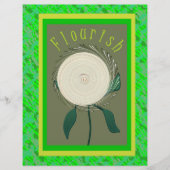 Green Flourish Flower Scrapbook Paper 2-Sided Page (正面)