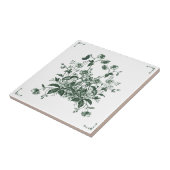 Green Flower Bush Toile Inspired Decorative Tile タイル (側面)