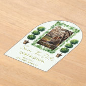 Green Flower Wedding Invitation アクリル招待状 (レイダウン)