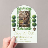 Green Flower Wedding Invitation アクリル招待状 (インサイチュ (ポータブル))