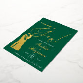 Green Foil “He Asked She Said Yes” Wedding Invitat 箔招待状 (回転した状態)