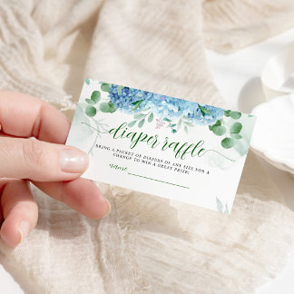 Green foliage and blue hydrangea themed diaper raf エンクロージャーカード