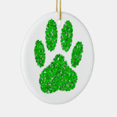 Green Foliage Dog Paw Print セラミックオーナメント (右)
