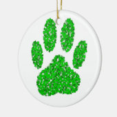 Green Foliage Dog Paw Print セラミックオーナメント (左)
