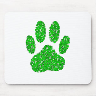 Green Foliage Dog Paw Print マウスパッド