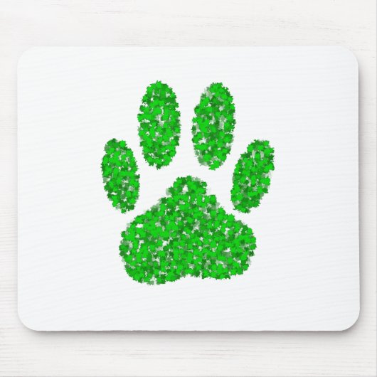 Green Foliage Dog Paw Print マウスパッド (正面)