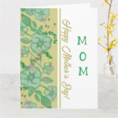 Green Foliage Floral Gold Mother's Day Card カード (黄色い花)